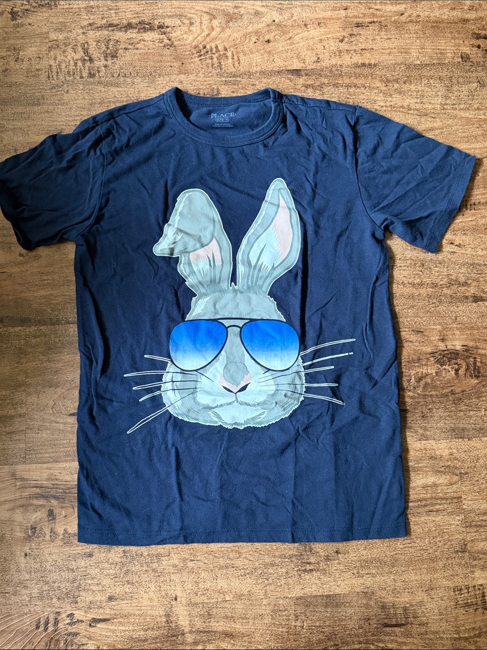 The Children's Place Navy Graphic Bunny Tee with Blue Sunglasses size 14 xl